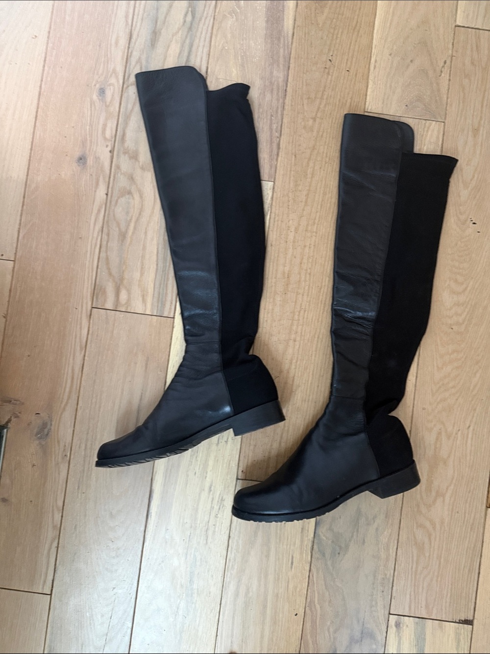 Stuart Weitzman Black Over-the-Knee Leather Riding Boots